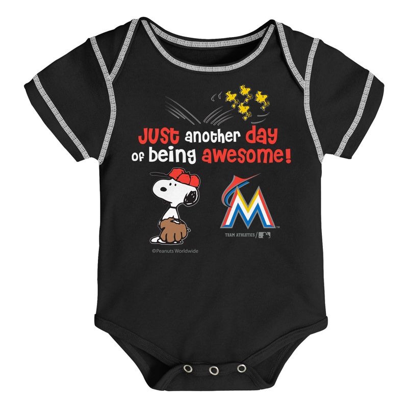 MLB Miami Marlins Baby Boys&#39; 3pk Short Sleeve Bodysuit - 0-3M, 3 of 5