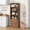 Industrial Bookshelf with Doors, 71.4" Farmhouse Bookcase with 6 Shelves (4 Open & 2 Behind Cabinet), Wooden Shelf for Living Room, Home Office - 2 of 4