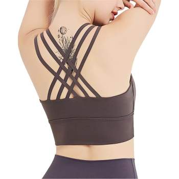 Anna-Kaci Women's Strappy Crisscross Back Padded Wirefree Yoga Activewear Sports Bras Top