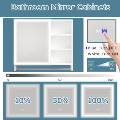 Modern 32x28inches Bathroom Cabinets, Medicine Cabinets With Mirrors And LED Lights