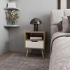 FM Furniture,Prescott Valley Nightstand with Open Storage, Natural Oak and White - 4 of 4
