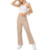 Women's Elastic Waist Solid Pocket Casual Knitted Wide Leg Pants - 2 of 4