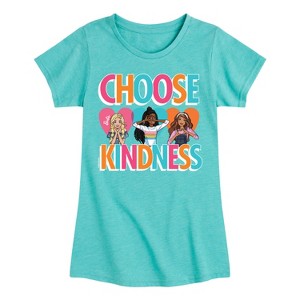 Girls' - Barbie - Multi-Color Choose Kindness Fitted Short Sleeve Graphic T-Shirt - 1 of 3