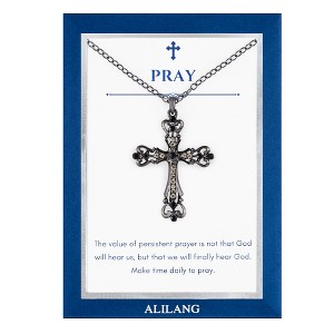 Anna-Kaci Gunmetal Crystal Cross Necklace with Message Card & Envelope Jewelry Gift - 1 of 4