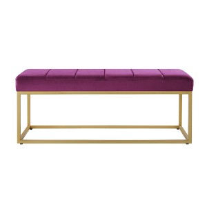 NicBex Modern 43" Bedroom Bench Velvet Accent Stools with Metal Frame for Bedroom and Entryway - 1 of 4