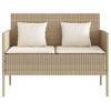 vidaXL Beige Poly Rattan Patio Bench with Cushions - Outdoor Loveseat for Garden, Deck, Poolside - Weather-Resistant Storage Furniture - 4 of 4