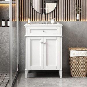 Okak Modern Freestanding Bathroom Vanity with Sink Combo,Solid Wood Bathroom Storage Cabinet with 2 Doors & Tip-out Drawer - 1 of 4