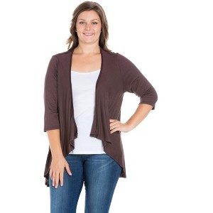 Plus Elbow Length Sleeve Open Cardigan - 24seven Comfort Apparel™ - 1 of 4