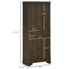 Aghana Digitals 72.25" Walnut Farmhouse Kitchen Pantry Cabinet with 4 Doors, Drawer, 2 Shelves & - 3 of 4