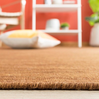 Brown Flat Woven Wool and Cotton Rectangular Rug, 8' x 10'