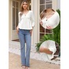 INSPIRE CHIC Women's Casual Peplum 3/4 Sleeve Tie V Neck Ruffle Hem Summer Blouse - 2 of 4