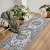 Washable Vintage Foral Rug Non Slip Low Pile Rug Soft Retro Throw Floor Cover Foldable Indoor Carpet for Living Room Bedroom Playroom Nursery - 2 of 4