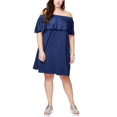 Rachel Roy Womens Ruffled Off-Shoulder Dress