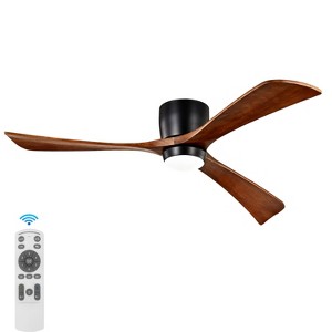 Wanze of Ocean 52 in. 3-Blade Smart Indoor Flush Mount Ceiling Fan with Remote Control, Noiseless Reversible DC Motor, Dimmable LED Light - 1 of 4