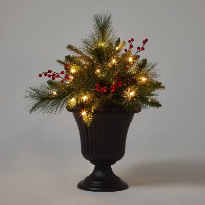 Pre-Lit Mixed Greenery Artificial Christmas Pot Filler Clear Lights - Wondershop™