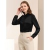 Allegra K Women's Office Satin Tops Collared Professional Long Sleeve Button-up Shirt - 2 of 4