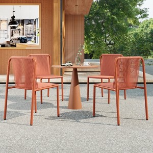 Christopher Knight Home Balfour Outdoor Modern Stackable Rattan and Iron Dining Chair (Set of 4) - 1 of 4
