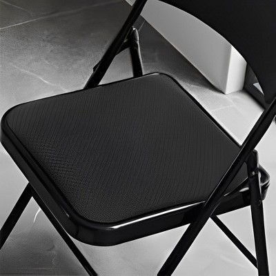 Black Metal Frame Fabric Padded Folding Dining Chairs, Set of 6