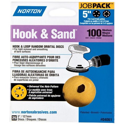 Norton Hook & Sand 5 in. Aluminum Oxide Hook and Loop A290 Sanding Disc 100 Grit Medium 25 pk