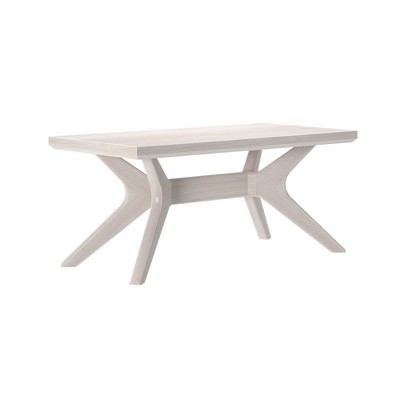 White Sand Solid Wood Cross Leg Rectangular Coffee Table, 40 Inch