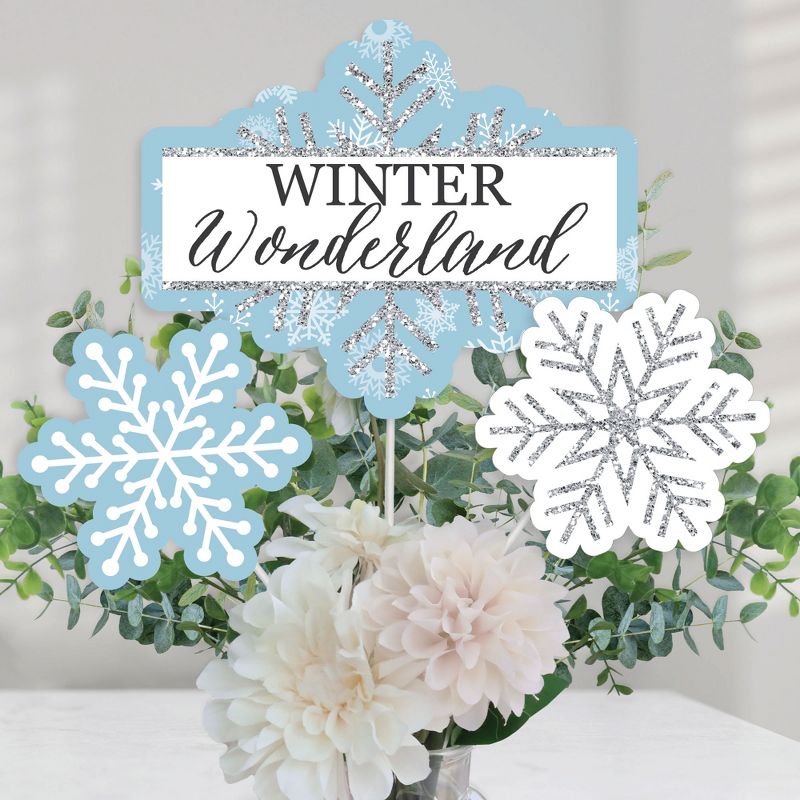 Big Dot of Happiness Winter Wonderland - Snowflake Holiday Party and Winter Wedding Party Centerpiece Sticks - Table Toppers - Set of 15, 1 of 8