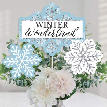 Big Dot of Happiness Winter Wonderland - Snowflake Holiday Party and Winter Wedding Party Centerpiece Sticks - Table Toppers - Set of 15