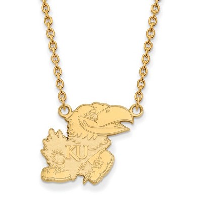 Black Bow Jewelry 10k Yellow Gold Kansas Jayhawks NCAA Necklace 18 Inch