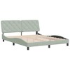 vidaXL Queen Velvet Bed Frame with Headboard - Light Gray, 59.8"x79.9", Soft Comfort, Stylish Modern Bedroom Furniture, Plywood Slats for Stability - 2 of 4
