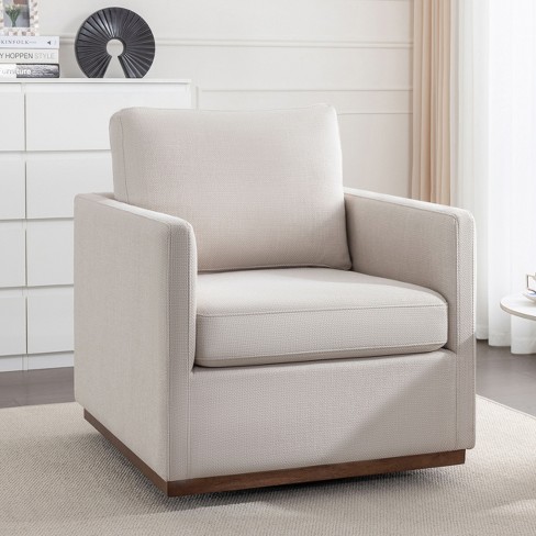 Mid-century Style Linen Upholstered Swivel Chair, Armchair For Living ...