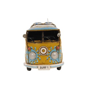 HomeRoots 8" Blue and Yellow Metal Hand Painted c1967 Volkswagen Deluxe Model Car - 1 of 4