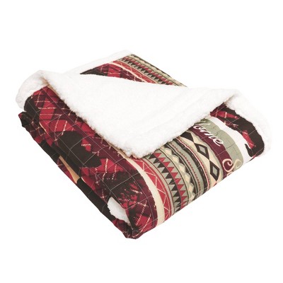 Holiday Lodge Red and Brown Sherpa Reversible Throw Blanket