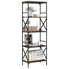 vidaXL 5-Tier Brown Oak Engineered Wood Bookshelf - Spacious Bookcase Display Cabinet with Adjustable Feet - 3 of 4