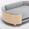 Elevated Dog Cat Bed Pet Sofa With Solid Wood Legs Bent Wood Back Mini Couch With Velvet Cushion For Dogs Cats Pet Supplies - 3 of 4