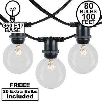 Novelty Lights Globe Outdoor String Lights with 80 In-Line Sockets Black Wire 100 Feet