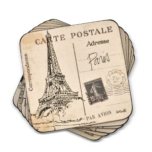 Pimpernel Postcard Sketches Coasters Set of 6 - 4.25" Square - 1 of 4