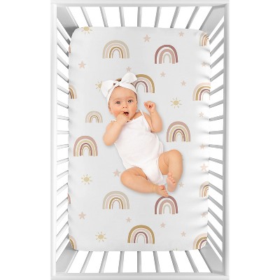 Pink and Yellow Boho Rainbow Mini Crib Sheet Set