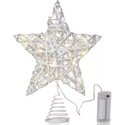 Ornativity Christmas Rattan Lit Tree Topper - White and Silver