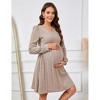 Women's Maternity V Neck Dress Long Sleeve Rib Knit Midi Dress Photoshoot Baby Shower Sweater Fall Dresses - 3 of 4