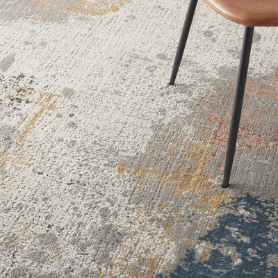 Abstract Textured Impressions 5' x 7' Easy-Care Synthetic Rug in Grey