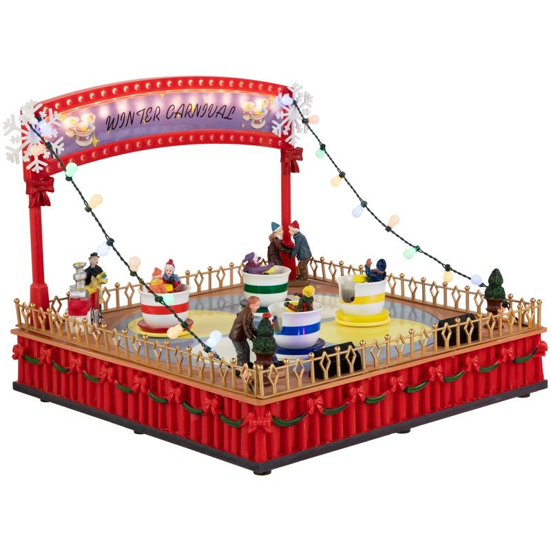Northlight 10.75" Animated and Musical Winter Carnival Teacup Ride Christmas Village Display, 4 of 6