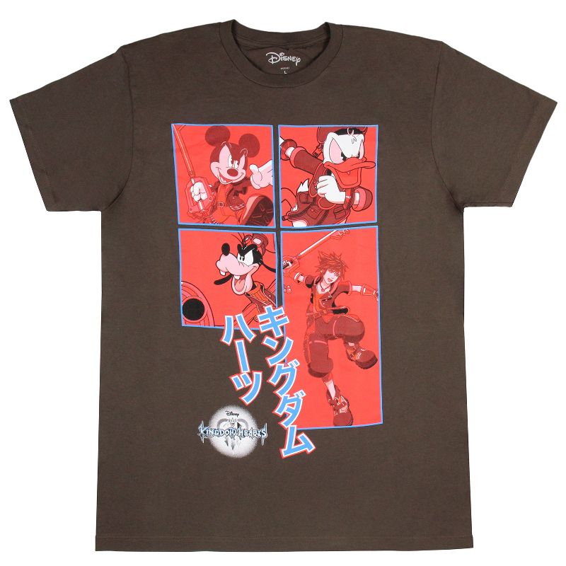 Disney Mens' Kingdom Hearts Characters In Action Grid Kanji T-Shirt, 3 of 4