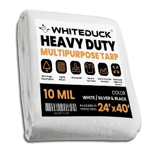 WHITE DUCK 6 oz Poly Tarpaulin Heavy-Duty Waterproof All-Weather Tarp for Construction, Farm, Commercial or Outdoor Use with Brass Eyelets - 1 of 4