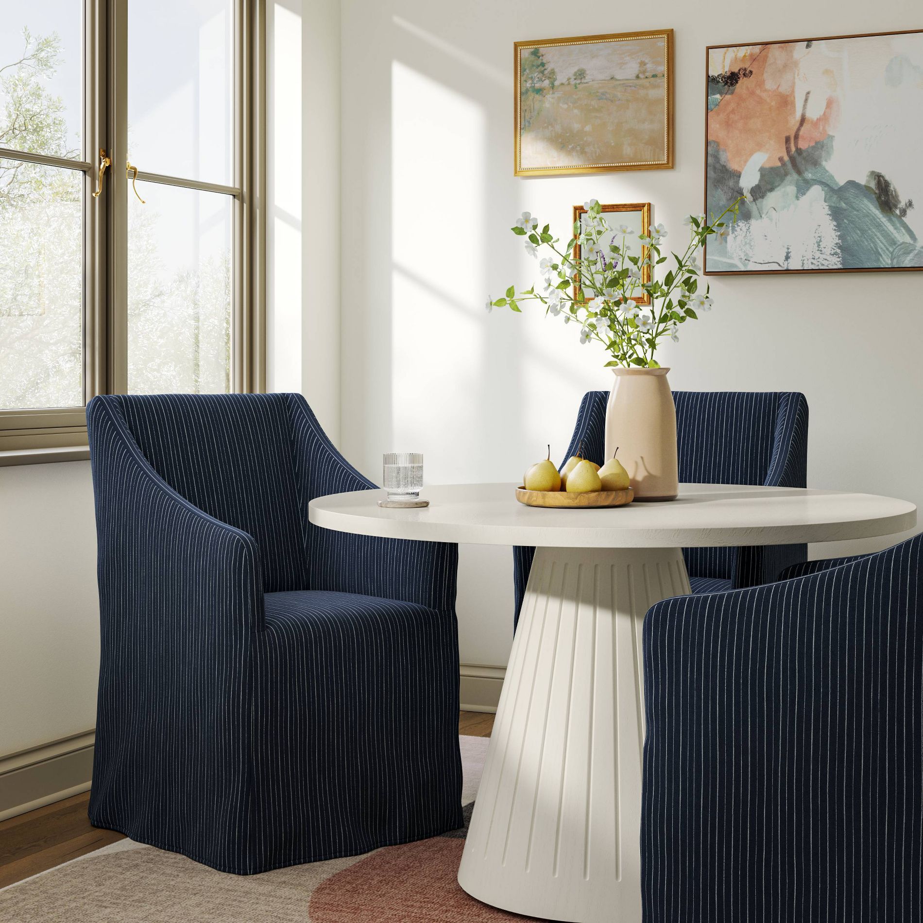 Replacement Slipcover Only for Sloped Arm Dining Chair in Pinstripe Navy - Threshold™