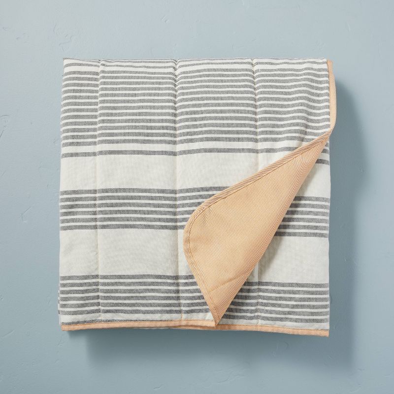 target.com | Allover Stripe Summer Picnic Blanket Gray/Gold/Cream