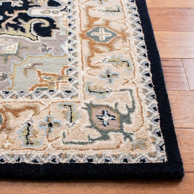 Beige and Navy Hand-Tufted Wool Rectangular Area Rug