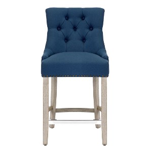 WestinTrends 24" Linen Fabric Tufted Buttons Upholstered Wingback Counter Stool - 1 of 4