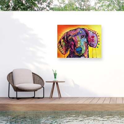 "Tilt Dachshund Love" Outdoor Canvas