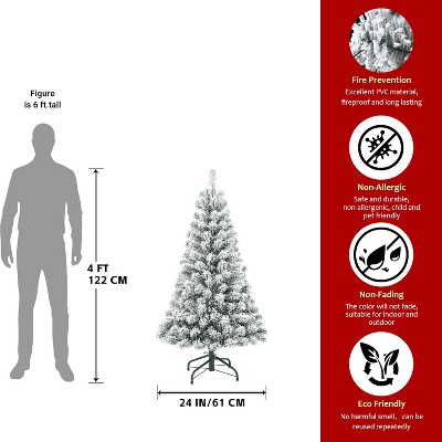 Cesicia Flocked Christmas Tree with 233 Tips, Sturdy Metal Stand, for Home, Office, Apartment Decoration