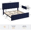 Boho Farmhouse Full, Queen, King Size Bed Frame with 4 Storage Drawers and Linen Upholstered Headboard, Wooden Slats, Button Tufting - 2 of 4