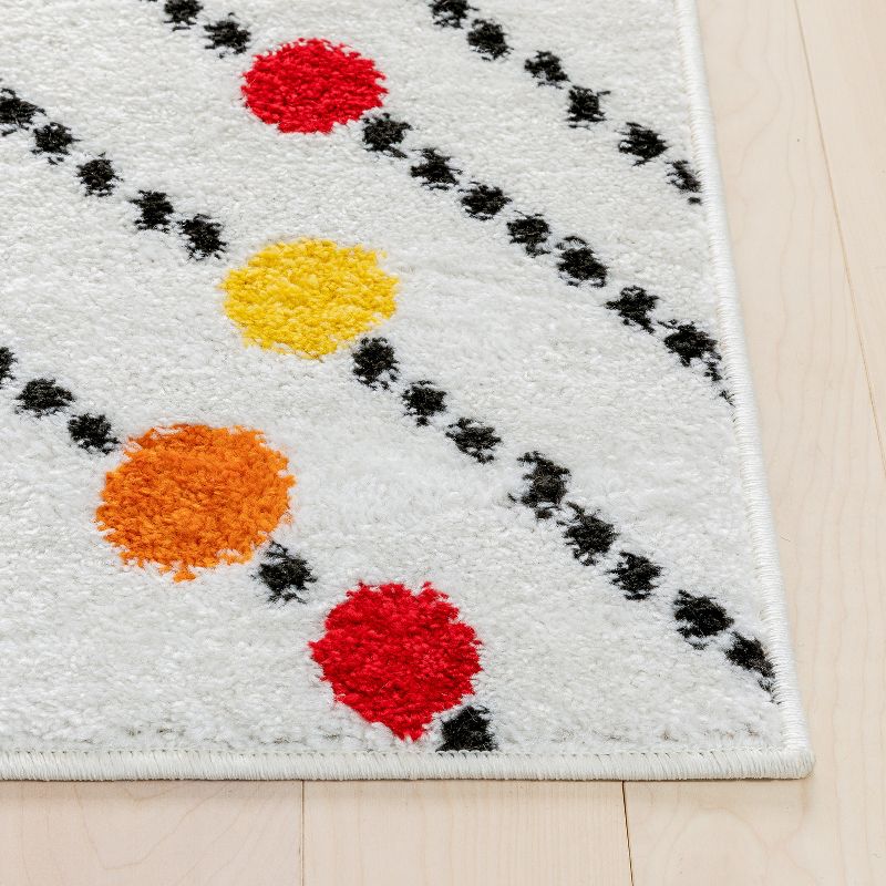 Well Woven Modern Dandy Dots Stripes Bright Kids Room Carpet Soft Durable White Area Rug, 4 of 7